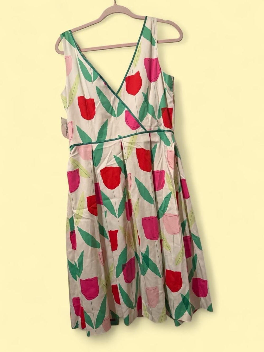 Maggy London White Midi Dress with Red and Pink Tulip Print